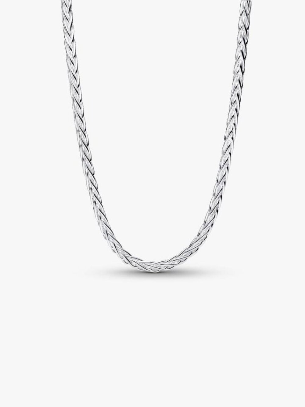 Pandora Pavé Clasp Foxtail Chain Charm Necklace